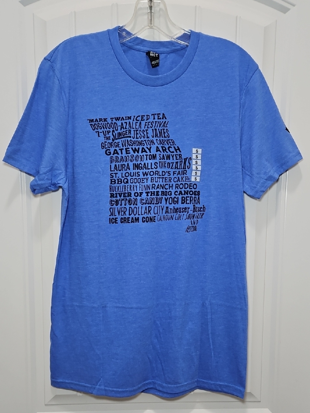Mason Jar Label Missouri State Graphic Tee New Small Blue Unisex